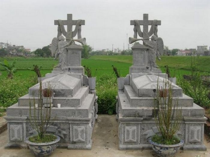mộ đá công giáo thiên thần, mẫu mộ đá công giáo hoa văn thiên thần