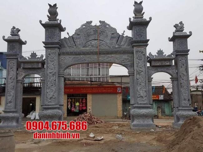 cổng tam quan bằng đá tại Thái Bình đẹp