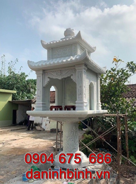 Bàn thờ thiên làm bằng đá trắng tinh xảo, đẹp chuẩn phong thuỷ