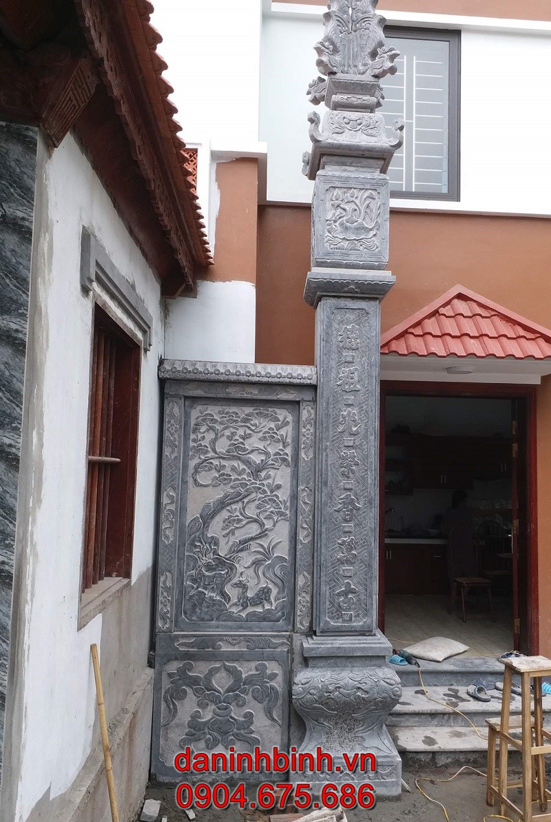 Mẫu cột lửa nhà thờ họ bằng đá đẹp chuẩn phong thuỷ, giá tốt bán tại Tây Ninh