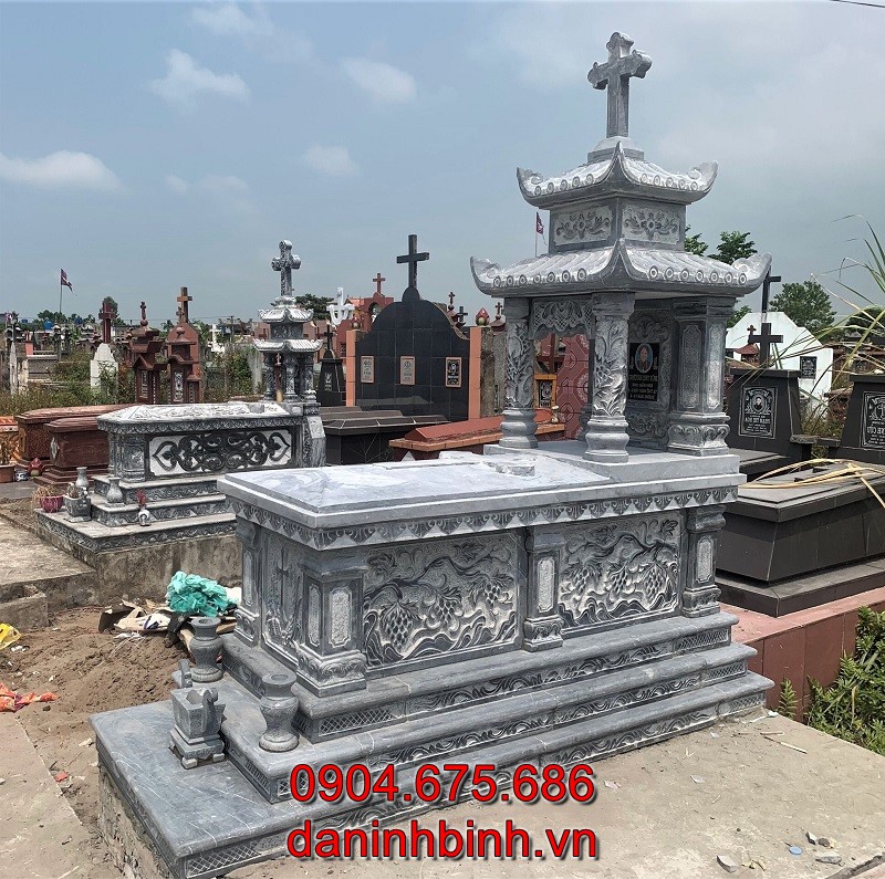 Mẫu bia mộ công giáo bằng đá chuẩn phong thuỷ, giá tốt, bán chạy nhất tại Nam Định năm 2023