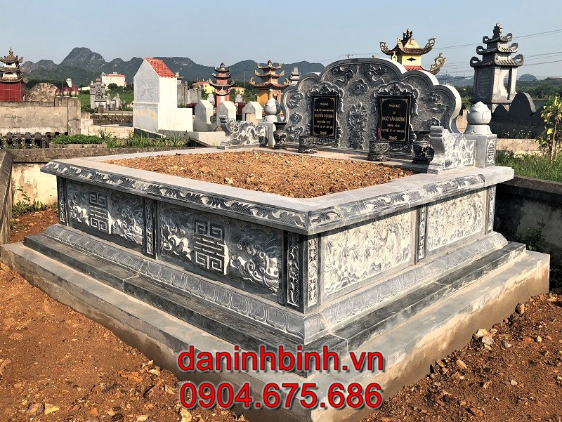 Cơ sở đá mỹ nghệ Ninh Bình chuyên chế tác mộ song thân bằng đá chuẩn phong thuỷ, giá tốt, uy tín, chất lượng