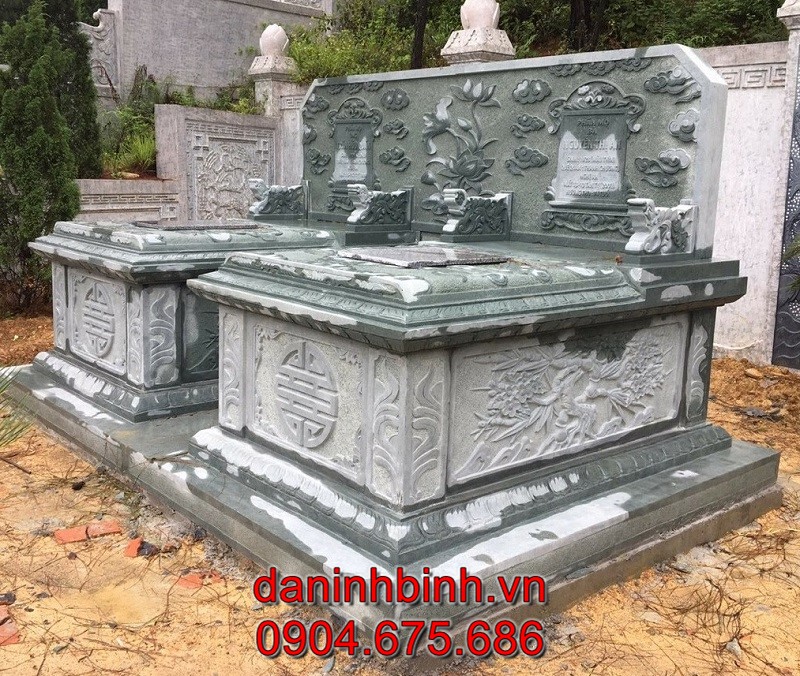 Mẫu mộ song thân bằng đá xanh rêu bán tại Bạc Liêu