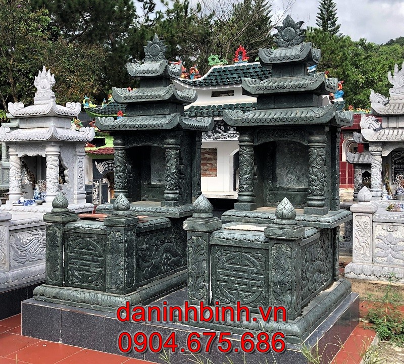 Mộ ba mái bằng đá xanh rêu cao cấp bán tại Bắc Ninh